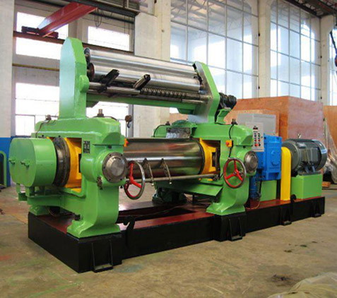 rubber mixing mill with stock blender