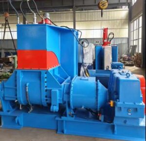 Laboratory kneader machine mixing rubber materials during testing