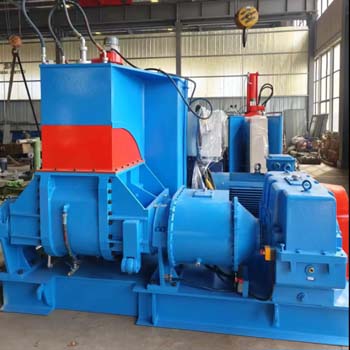 Laboratory kneader machine mixing rubber materials during testing