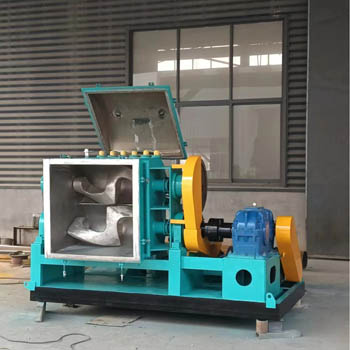 Stainless Steel Sigma Mixer with Automated Material Loading System showing hopper, screw conveyor, and mixing chamber – industrial mixer by Simptek Machine