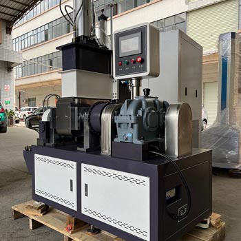 PLC controlled laboratory mixing mill with touch screen interface and precision temperature control